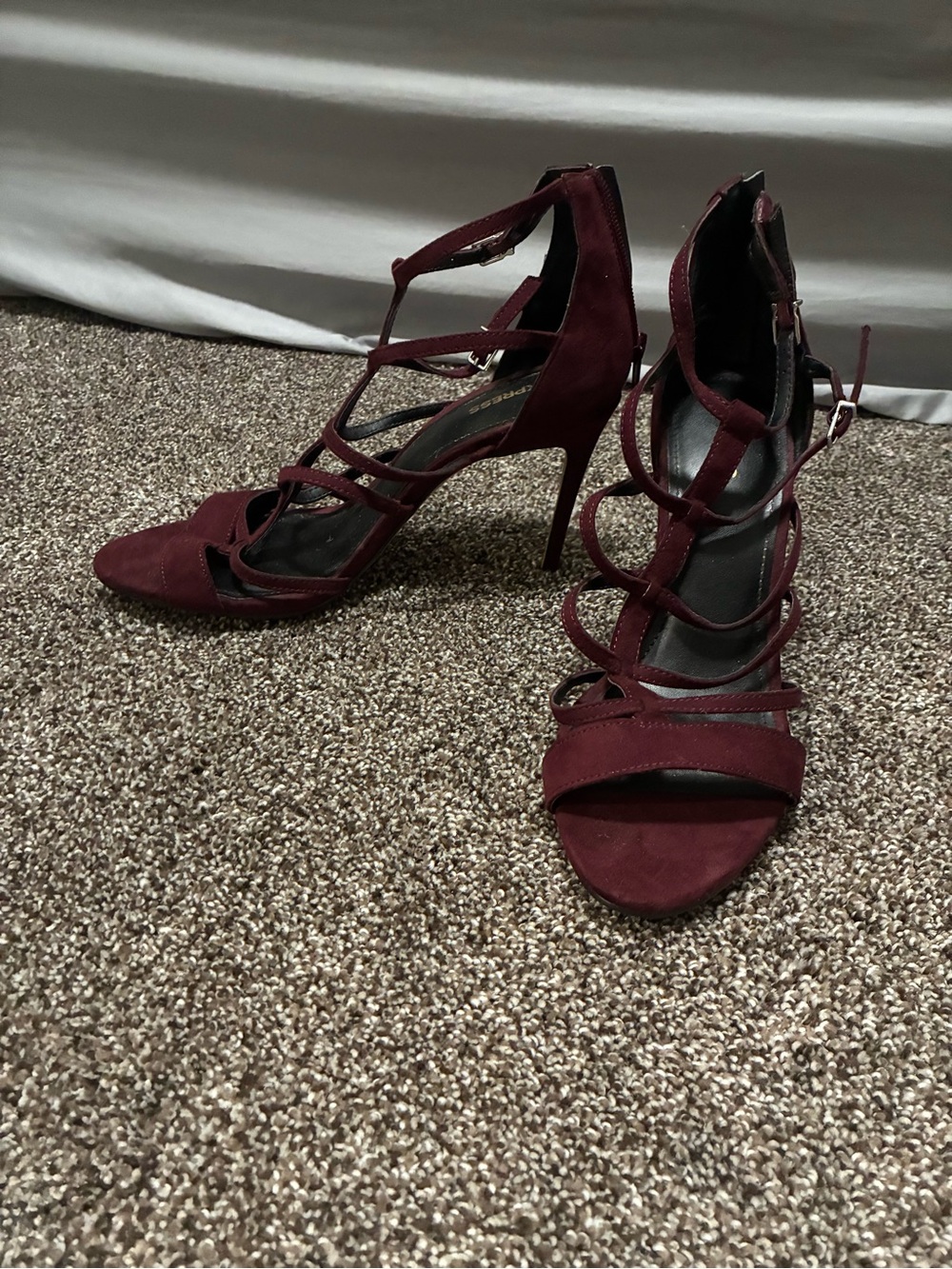 Express Burgundy Strappy Stiletto Sandals